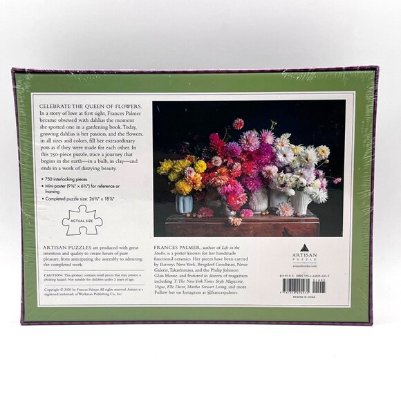 Dahlias Flowers in Pottery Floral 750-Piece Puzzle by Frances Palmer 2020 NEW - Picture 2 of 11
